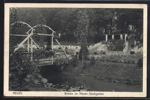 AK Neuss, Brücke im Neuen Stadtgarten