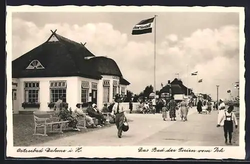 AK Dahme i. H., Promenade mit Lesehalle und Gästen