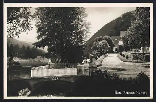 AK Freiburg-Günterstal, Brücke vor dem Hotel-Pension Kyburg