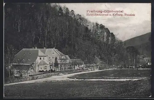 AK Freiburg-Günterstal, Hotel-Restaurant zur Kyburg mit Strasse und Umgebung