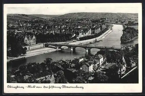 AK Würzburg, Blick von der Festung Marienberg auf den Ort