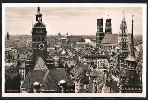 AK München, Blick von der Heiliggeistkirche auf den Ort