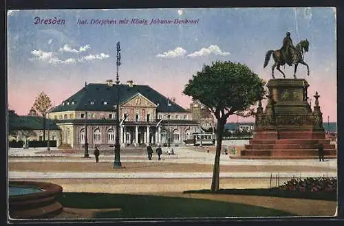 AK Dresden, Italienisches Dörfchen mit König Johann-Denkmal