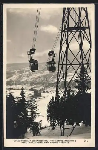 AK Oberwiesenthal /Erzgebirge, Seilschwebebahn Oberwiesenthal-Fichtelberg