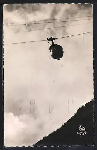 AK Sagette-Artouste, Les Pyrénées, Le Téléphérique à mi-parcours, Seilbahn