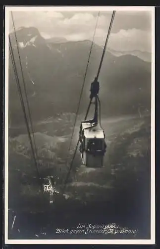 AK Zugspitze, Zugspitzbahn mit Blick gegen Ständer und Daniel