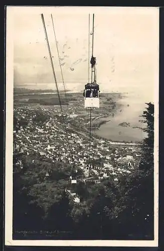 AK Bregenz, Pfänderbahn, Blick auf den Ort und Bodensee mit Vorarlberg