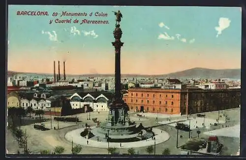 AK Barcelona, Monumento a Colon y Cuartel de Atarazanas