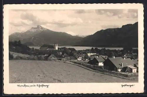 AK Mondsee, Ortsansicht mit Schafberg