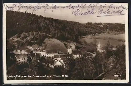 AK Drosendorf a. d. Thaya, Unter Thürnau von einen Berg aus