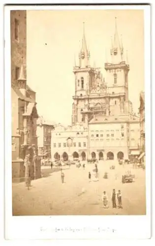 Fotografie F. Friedrich, Prag, Ansicht Prag, Blick nach der Teynkirche mit Vorplatz