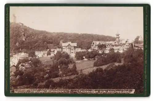 Fotografie Franz Schilling, Bad Königstein, Ansicht Königstein i. T., Kurhotel mit Ortspartie und Ruine Falkenstein