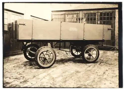 Fotografie Pritschenwagen / LKW-Anhänger Deutsche Reichspost, Wagenfabrik Karl Weinberger Zeppelinstrasse 71 in München