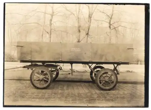 Fotografie Pritschenwagen / LKW-Anhänger Deutsche Reichspost, Wagenfabrik Karl Weinberger Zeppelinstrasse 71 in München