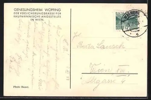 AK Wopfing, Siemens Erholungsheim, Gesamtansicht mit Liegehalle