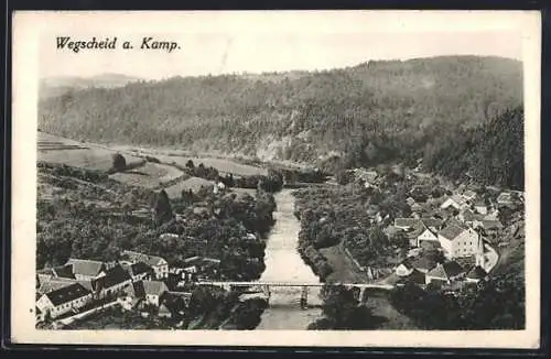 AK Pölla /N.-Oe., Wegscheid am Kamp, Ortsansicht mit Flusspartie