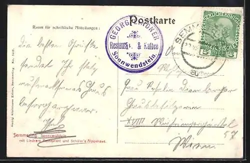 AK Semmering, Sonnwendstein, Friedrich Schüler Alpenhaus und Lindners Gastwirtschaft