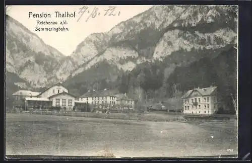 AK Reichenau a. d. Semmeringbahn, Pension Thalhof mit Berglandschaft