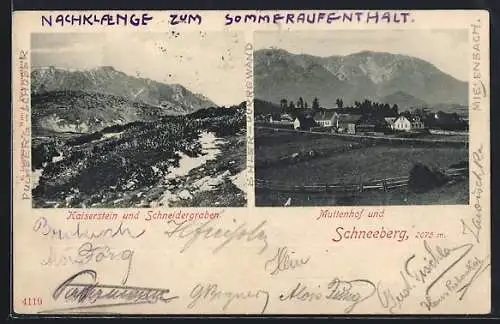 AK Puchberg am Schneeberg, Muttenhof, Kaiserstein und Schneidergraben, Schneeberg