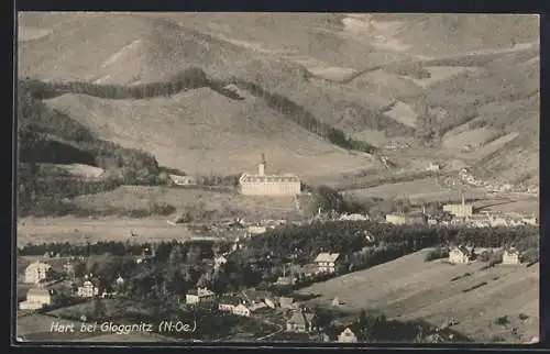 AK Hart bei Gloggnitz, Ortsansicht mit Berglandschaft