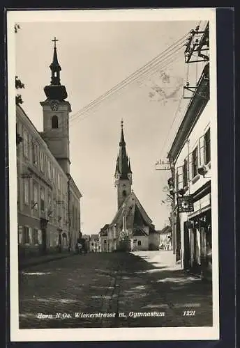 AK Horn /N. Oe., Wienerstrasse mit Gymnasium