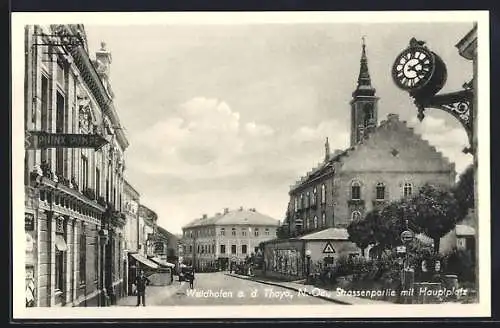 AK Waidhofen a. d. Thaya, Strassenpartie mit Hauptplatz