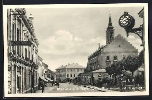 AK Waidhofen a. d. Thaya, Strassenpartie mit Hauptplatz