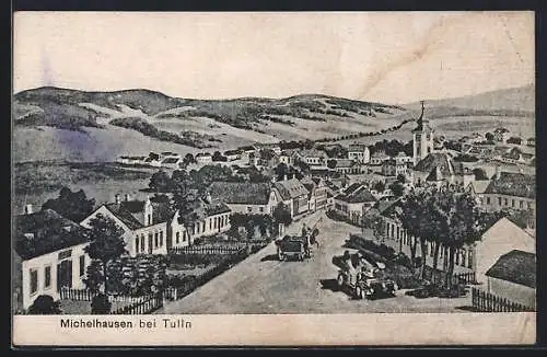 AK Michelhausen bei Tulln, Strassenpartie aus der Vogelschau