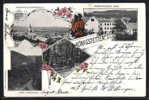 AK Königstetten /N. Ö., Reconvalescenten-Heim mit Ruheplatz, Gesamtansicht