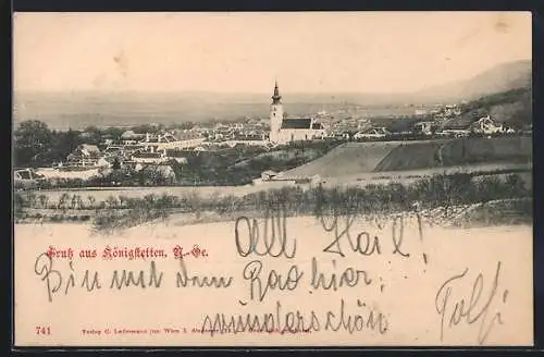 AK Königstetten /N.-Oe., Ortsansicht mit Blick ins Land