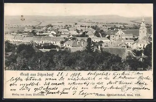 AK Sitzendorf, Blick über die Dächer der Ortschaft