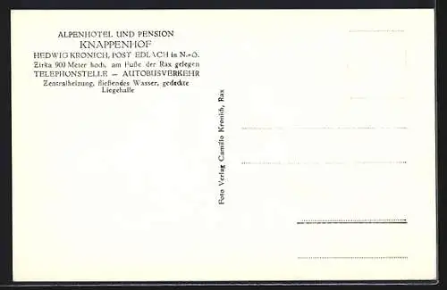 AK Reichenau /Rax, Alpenhotel und Pension Knappenhof