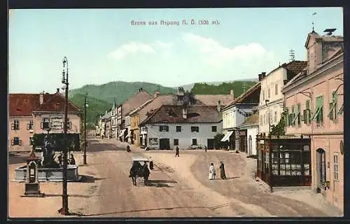 AK Aspang, Ortspartie am Marktplatz