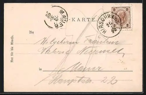 AK Kaiserbrunn, Hotel Schnepf, Kapelle im Blumen-Passepartout
