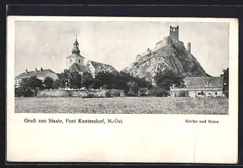 AK Staatz /N.-Öst., Kirche und Ruine