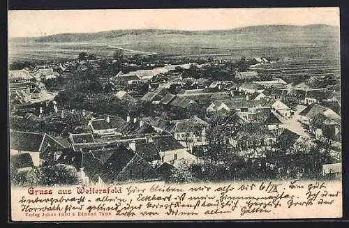 AK Weitersfeld /N.-Oe., Ortsansicht mit Fernblick aus der Vogelschau