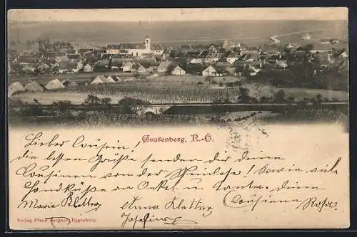 AK Straning-Grafenberg, Grafenberg mit Brücke aus der Vogelschau