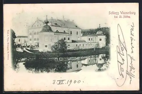 AK St. Pölten, Schloss Wasserburg, vom Wasser gesehen