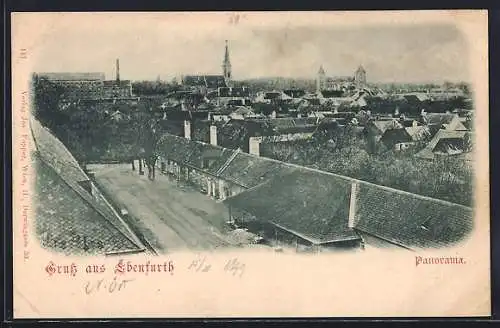 AK Ebenfurth, Ortspanorama mit Strasse aus der Vogelschau