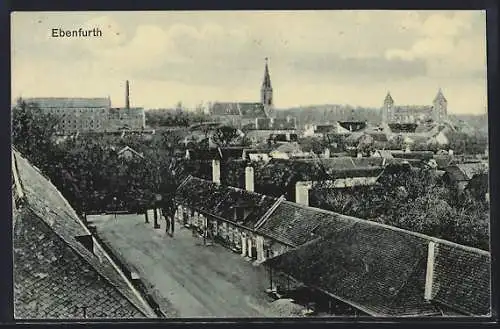 AK Ebenfurth, Totalansicht mit Strasse aus der Vogelschau