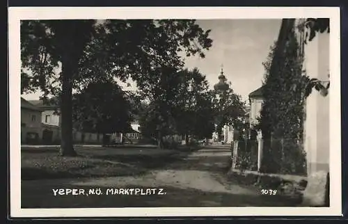 AK Ysper /N.-Ö., Marktplatz mit Blick auf die Kirche