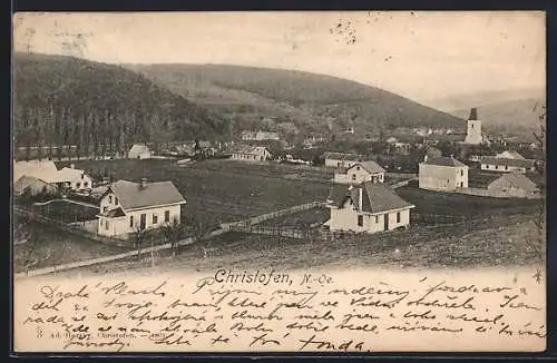 AK Christofen /N.-Oe., Teilansicht mit Kirche