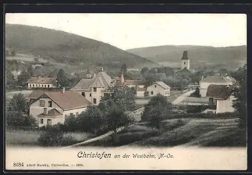 AK Christofen an der Westbahn, Teilansicht mit Kirche