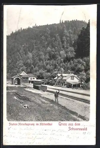 AK Hirschsprung / Schwarzwald, Ansicht vom Bahnhof