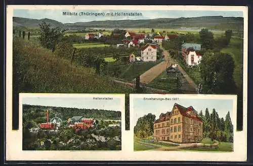 AK Milbitz / Reuss, Heilanstalten, Erweiterungsbau 1927, Teilansicht