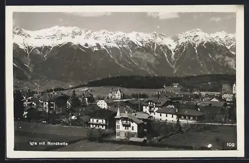 AK Igls, Ortsansicht mit Nordkette
