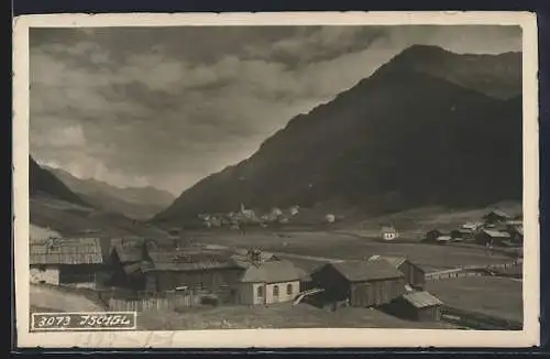 AK Ischgl, Ortsansicht mit Blick ins Tal