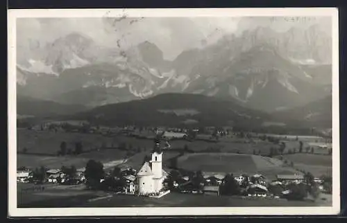 AK Going, Ortsansicht mit Wildem Kaiser