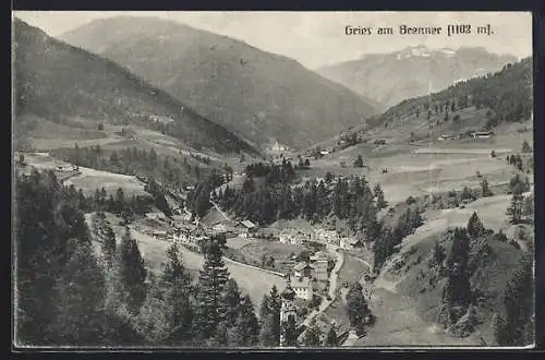 AK Gries am Brenner, Ortsansicht mit Umgebung