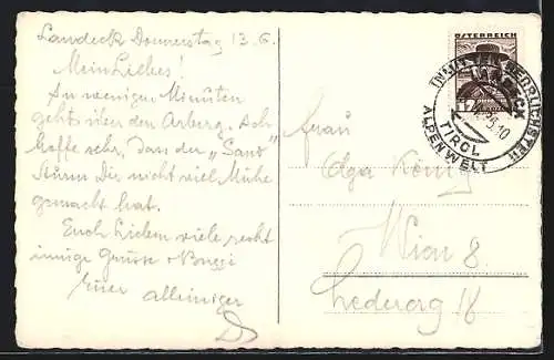 AK Landeck, Gesamtansicht mit Burg